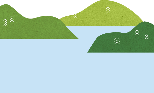 Pattern of hills and trees around lake